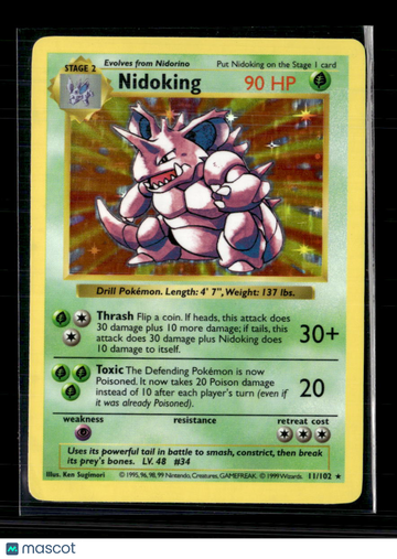1999 Base Set Nidoking Holo Rare #11/102