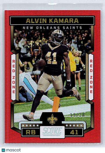 2023 Panini Score Alvin Kamara #53 Red Zone Parallel/Variety New Orleans Saints