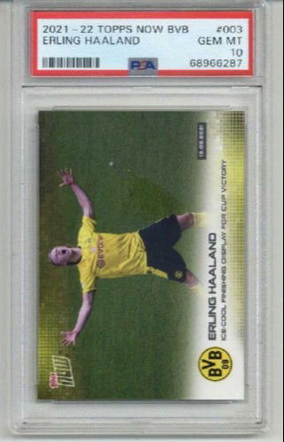 2021 TOPPS NOW BVB FINISHING DISPLAY FOR CUP VICTORY #003 ERLING HAALAND PSA 10
