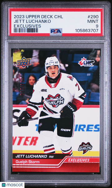 2023 Upper Deck Canadian Hockey League Jett Luchanko #290 Exclusives Mint Parallel/Variety Rookie PSA 9