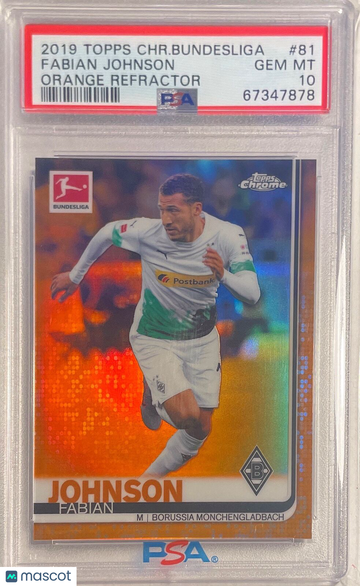 2019 Topps Chrome Bundesliga Fabian Johnson #81 Orange Refractor PSA 10