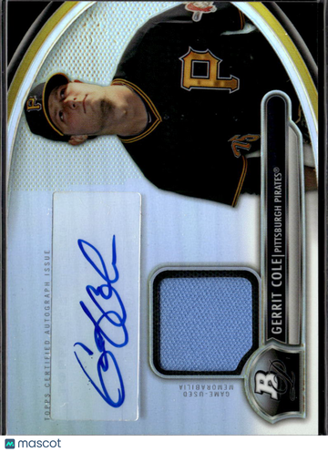 2013 Bowman Platinum Gerrit Cole #AR-GC Certified Autograph Issue Game-Used Memorabilia