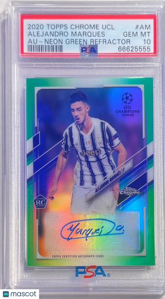 2020 Topps Chrome UEFA Champions League Autographs Alejandro Marques #AM Neon Green Refractor PSA 10