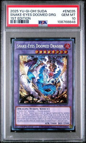2025 Yu-Gi-Oh! Supreme Darkness 1st Edition Snake Eyes Doomed Dragon #EN035 PSA 10