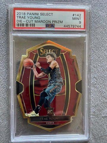 2018 Panini Select Trae Young Die-Cut Marron prizm PSA 9 /175