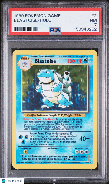 1999 Pokemon Game Blastoise Holo PSA 7 #2
