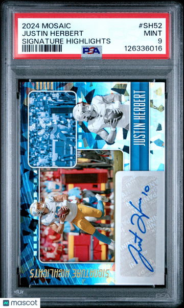 2024 Panini Mosaic Signatures Highlights Justin Herbert #SH52 PSA 9