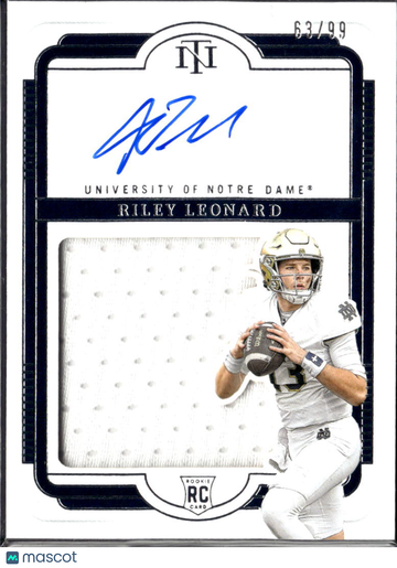 2025 Panini National Treasures Collegiate Riley Leonard #127 /99 Patch RC