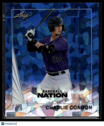 2026 Leaf Baseball Nation Charlie Condon #90B-14 1990 Leaf Mini Base Crystal Blue SN