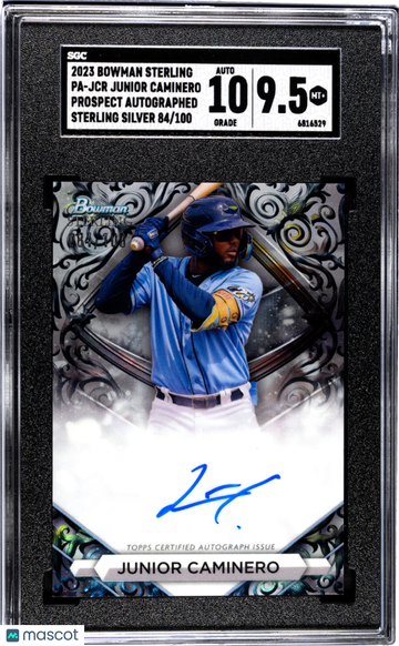 2023 Bowman Sterling Junior Caminero #PA-JCR Pros. Autograph Silver Refractor SGC 9.5 Auto 10