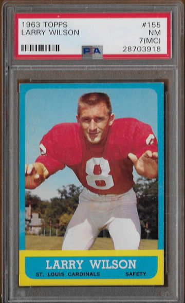 1963 Topps 155 Larry Wilson RC Rookie Card St. Louis Cardinals PSA 7 Near Mint NM