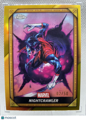 2025 Topps Chrome Deadpool Comic Book Gold Nightcrawler Card CB-30 02/50 Trading Card