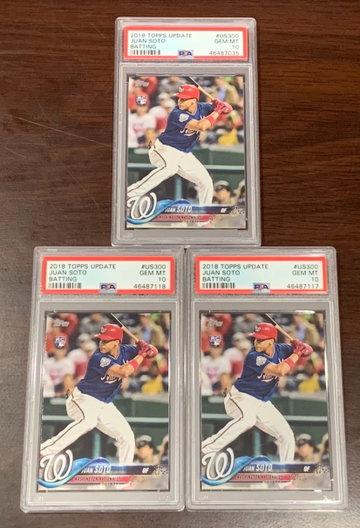 (3) 2018 Topps Update Juan Soto PSA 10