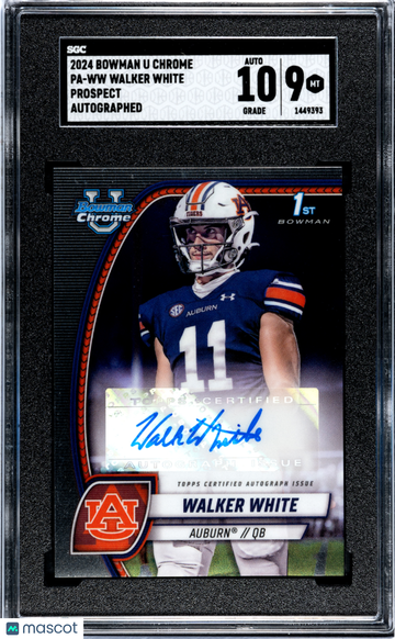 2024 Bowman U Chrome Walker White #PA-WW Pros. Autograph SGC 9 Auto 10