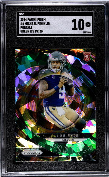 2024 Panini Prizm #6 Michael Penix Jr. Portals Green Ice Prizm SGC 10