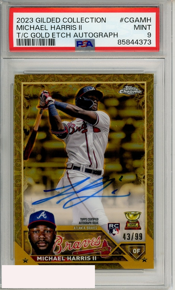 2023 TOPPS GILDED COLL CHROME GOLD ETCH AUTO MICHAEL HARRIS II #CGAMH PSA 9