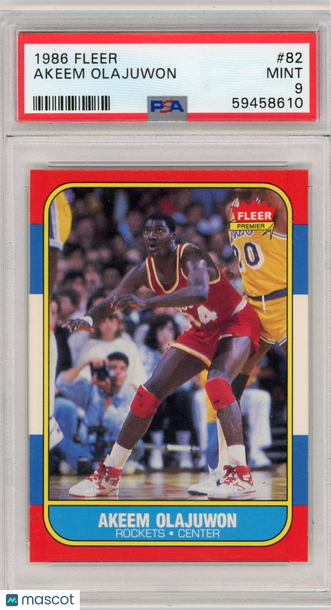 1986 Fleer Akeem Olajuwon #82 PSA 9