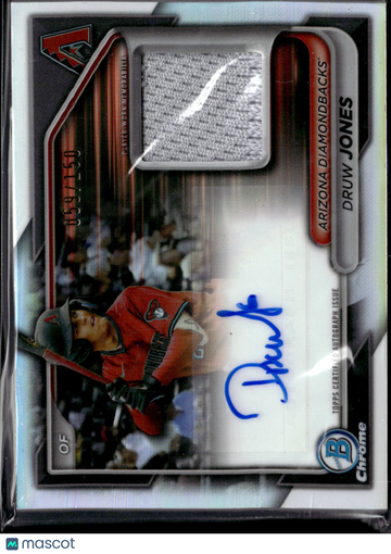 2024 Bowman Chrome Druw Jones #BCAR-DJ /150 Chrome Autograph Relic Card