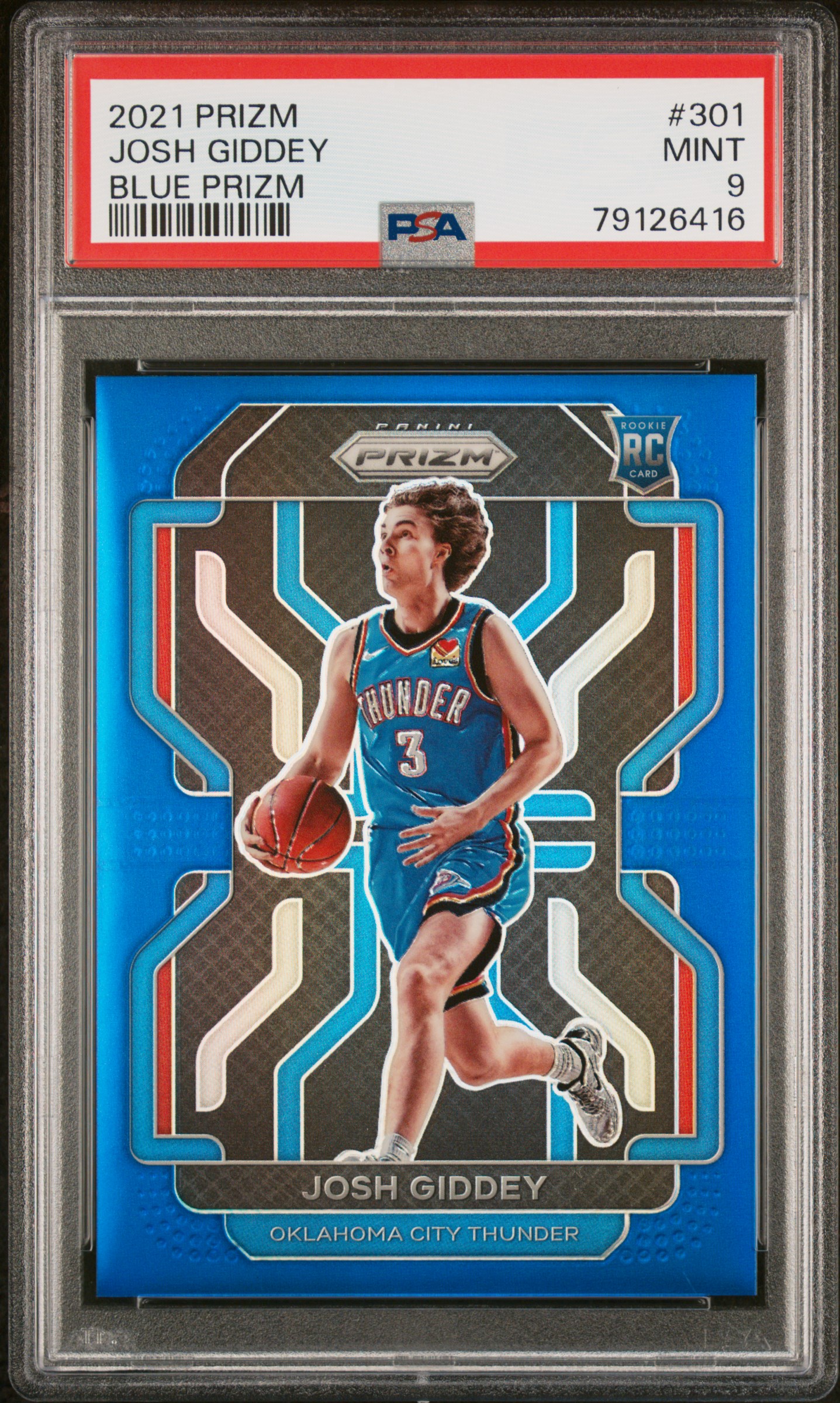 PSA 9 2021 Panini Prizm  Josh Giddey  Blue Prizm #301 /199!