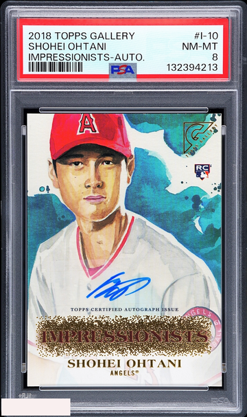 2018 TOPPS GALLERY IMPRESSIONISTS SHOHEI OHTANI #I-10 AUTO 3 OF 5 ROOKIE PSA 8