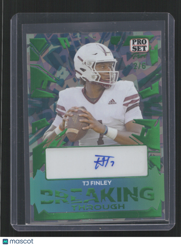2024 PRO SET PURE TJ FINLEY #BT-TJF 2/6 AUTO BREAKING THROUGH GREEN SN
