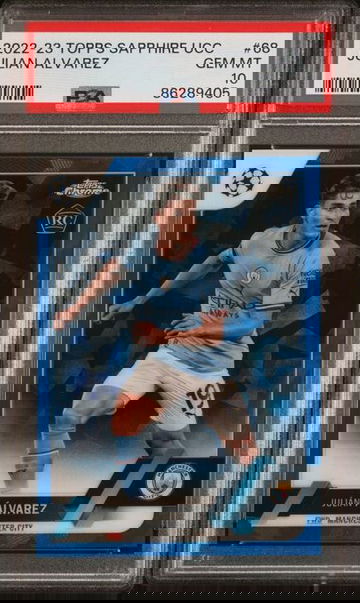 2022 TOPPS SAPPHIRE UCC JULIAN ALVAREZ RC MAN CITY #68 PSA 10