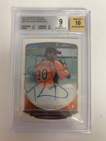 2013 Bowman Chrome Eduardo Rodriguez Auto BGS 9/10