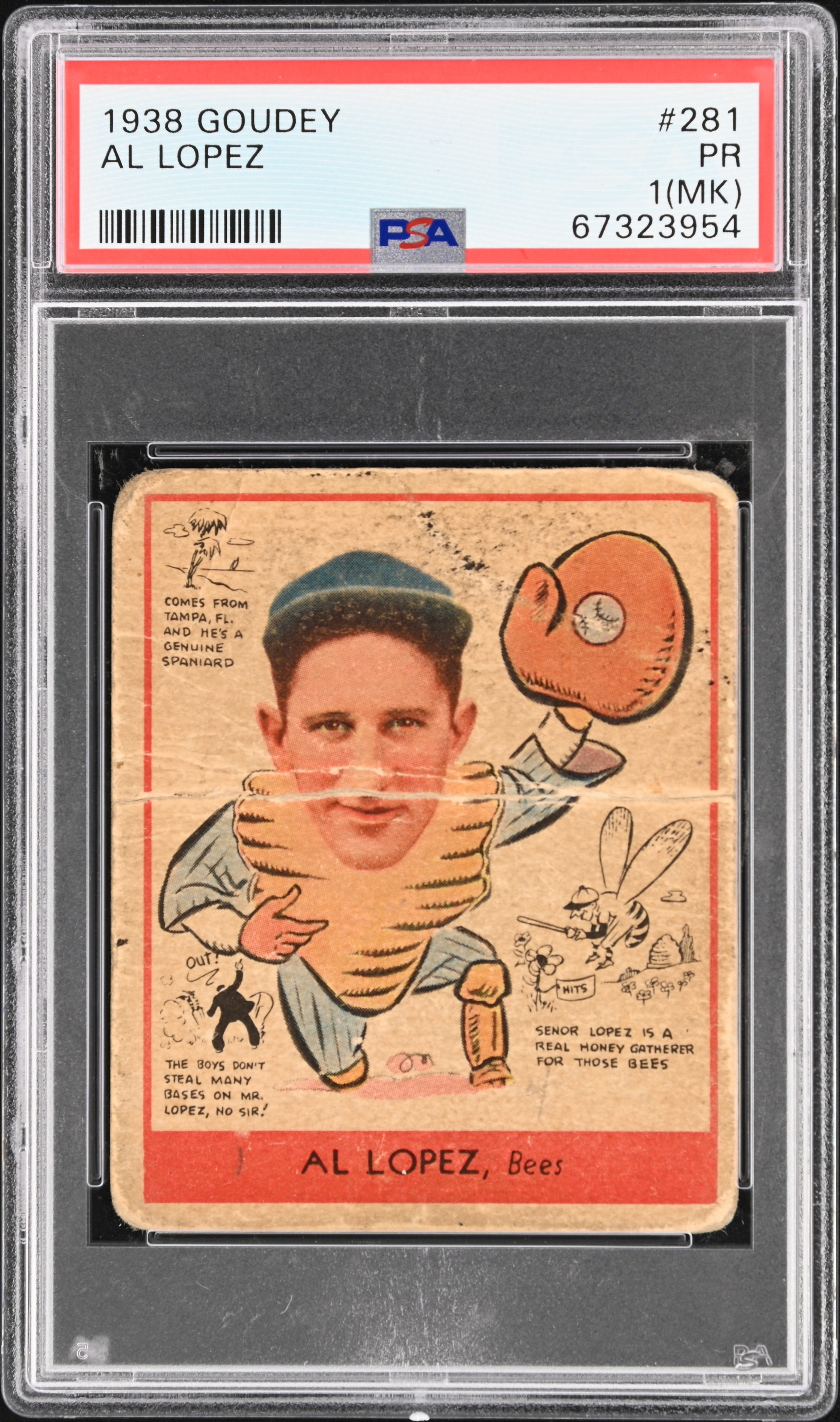 1938 Goudey Baseball #281 Al Lopez PSA 1 MK