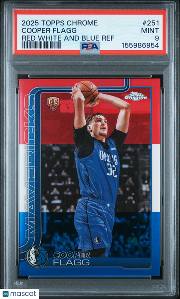 2025 Topps Chrome Cooper Flagg #251 Red White And Blue Ref Rookie RC PSA 9