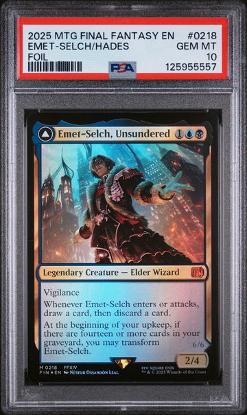 2025 Magic the Gathering Final Fantasy Foil Emet-Selch, Unsundered/Hades, Sorcerer of Eld #0218 /4 PSA 10