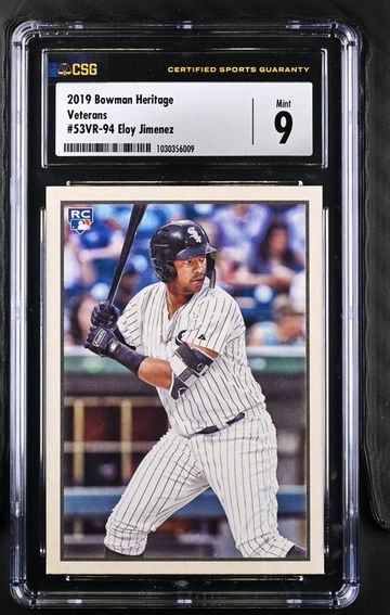 2019 Bowman Heritage Eloy Jimenez Rookie Card CSG 9 Mint