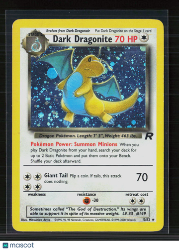 2000 Team Rocket Dark Dragonite Holo Rare #5/82