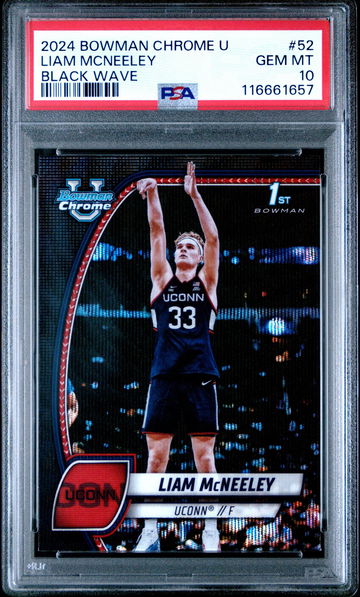 2024 Bowman Chrome University Black Wave Liam Mcneeley #52 PSA 10