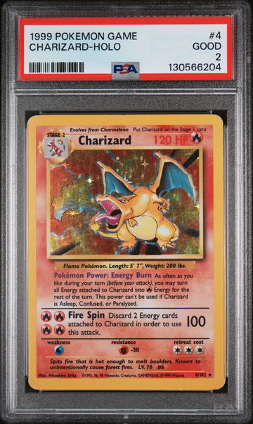 1999 Pokemon Base Set Holo Charizard #4 PSA 2