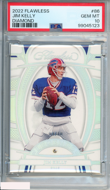 2022 PANINI FLAWLESS JIM KELLY #86 DIAMOND 4 OF 10 BILLS HOF PSA 10 GEM MT
