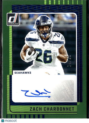 Zach Charbonnet 2025 Panini Donruss Signature Series Auto Seattle Seahawks