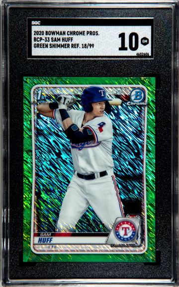 2020 Bowman Chrome Sam Huff BCP-33 Green Shimmer Refractor 18/99