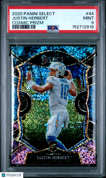 2020 Panini Select Justin Herbert #44 Cosmic Prizm Concourse Rookie RC PSA 9