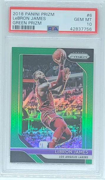 2018 Prizm Lebron James Green Prizm SP #6 PSA 10 GEM MINT