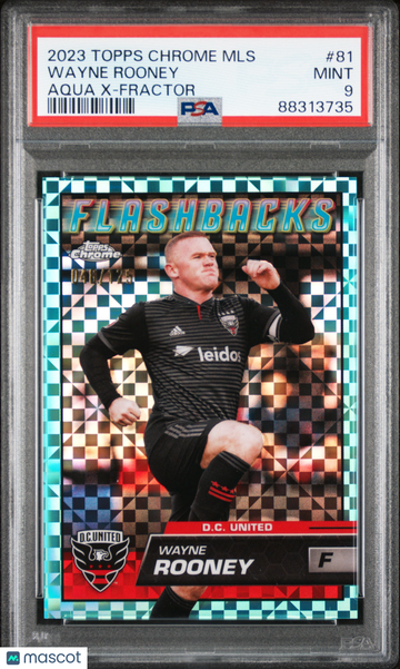 2023 Topps Chrome MLS Wayne Rooney #81 Aqua X Fractor /125 PSA 9