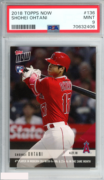 2018 TOPPS NOW SHOHEI OHTANI #136 ROOKIE RC LOS ANGELES ANGELS PSA 9 MINT