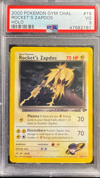 2000 Pokémon gym challenge Rockets Zapdos Holo #15 VG 3