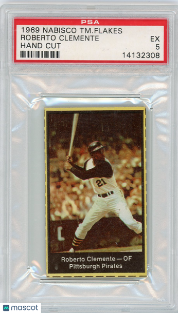 1969 Nabisco Team Flakes Roberto Clemente Hand Cut PSA 5