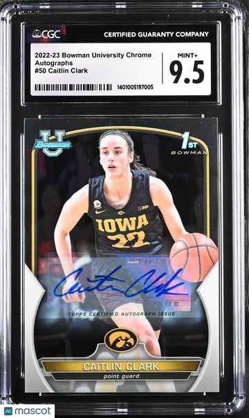 2022-23 Bowman University Chrome Caitlin Clark #50 Autographs CGC 9.5