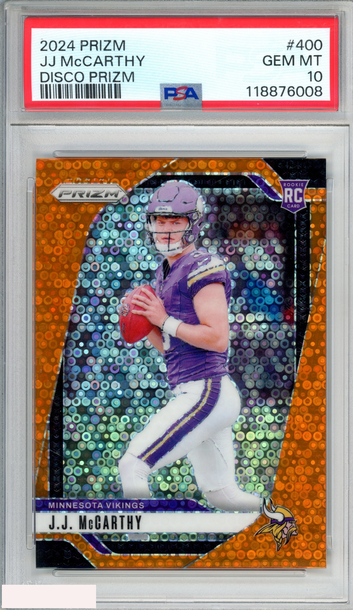 2024 PANINI PRIZM JJ MCCARTHY #400 DISCO PRIZM ROOKIE RC VIKINGS PSA 10 GEM MT