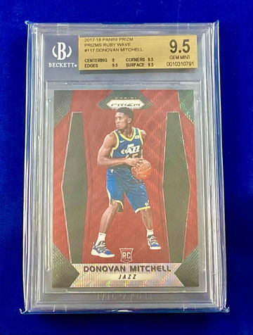 DONOVAN MITCHELL -- 2017-18 Prizm RUBY WAVE PRIZMS ROOKIE #117 -- BGS 9.5 RC