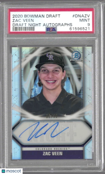 2020 Bowman Draft Draft Night Autographs Zac Veen #DNAZV PSA 9