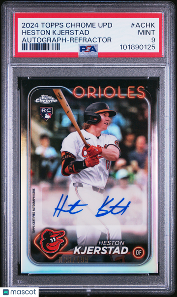 2024 Topps Chrome Update Chrome Baseball Update Series Autographs Heston Kjerstad #ACHK Refractor /499 PSA 9