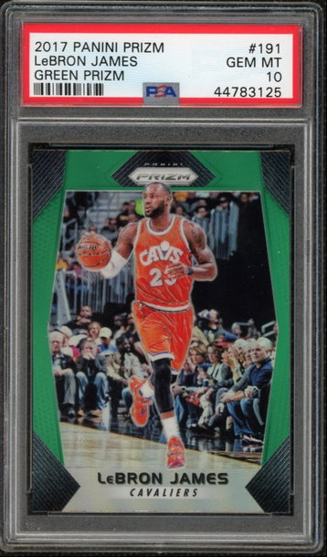 LeBron James 2017 Green Prizm PSA 10