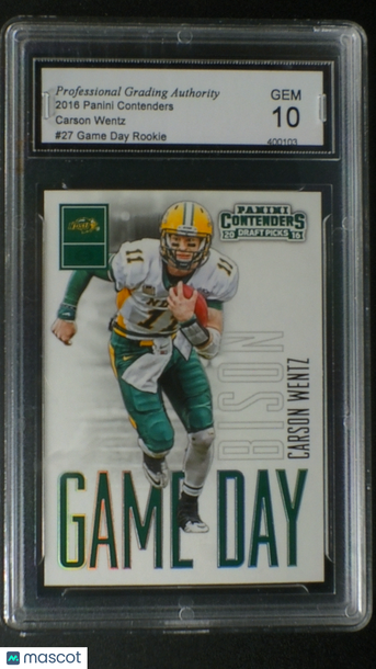 2016 Panini Contenders Draft Picks Game Day Carson Wentz #27 Rookie Insert PGA 10